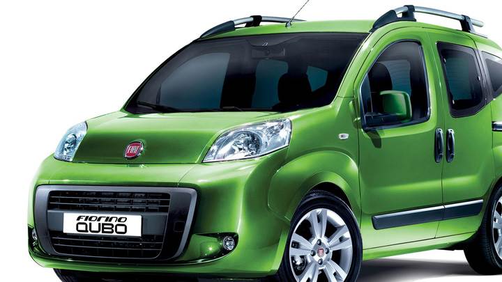 Fiat Fiorino Qubo In Green Front Side Pose N White Background